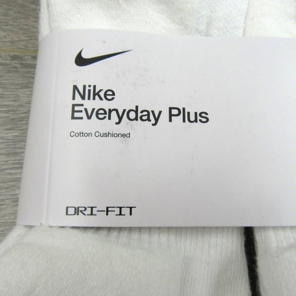 Nike Everyday Plus Cushion Low Socks 6 Pack Men's Size 8-12 White NEW - Picture 3 of 9